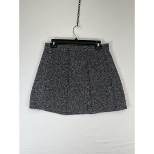 Six Crisp Days Skirt Womens Large Gray Tweed A Line Wool Blend Mini Lined Warm